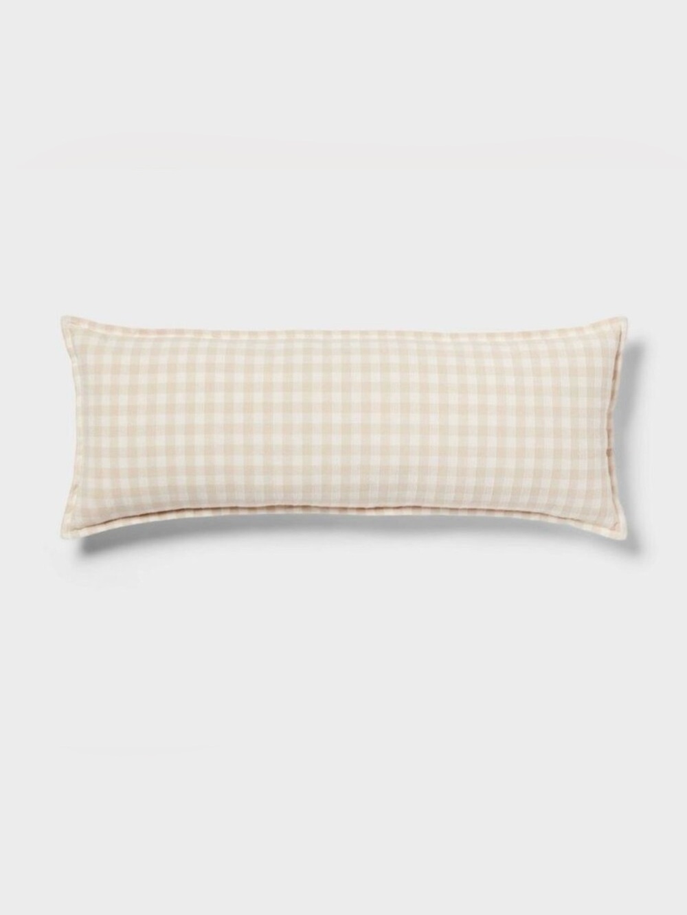 NEW! Threshold - Traditional Gingham Oblong Decorative Pillow Khaki/Ivory, 36”
